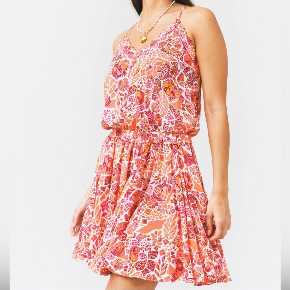 NWT Poupette St Barth Laurie Beaded Pink Mistral Mini Dress M